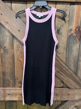 Black Tank Dress with Pink Trim